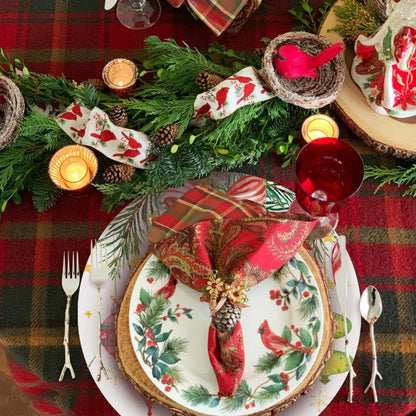 50 Pack Christmas Paper Placemats 13.7 Inch Xmas Disposable Round Place Mats Winter Christmas Ball Table Mats for Holiday New Years Party Home Dinner Table Setting