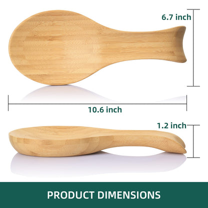 Spoon Rest for Stove Top, Bamboo Wood Spoon Holder for Kitchen Counter, Perfect Larger Utensil Rest for Spatula, Spoon or Tong, Modern, Rustic & Smooth Spoon Rest as a Dining Table Decor 10.6" x 6.7"