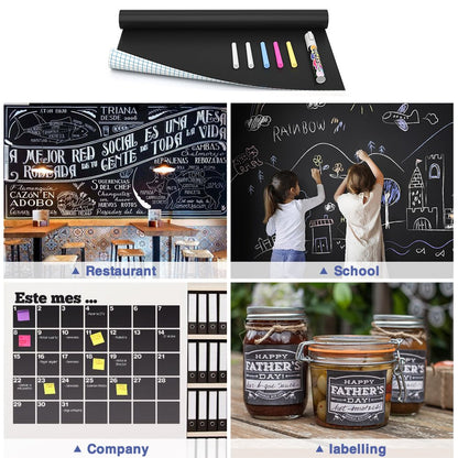 Nicpro Chalkboard Contact Paper Roll, 17.7" X 78.7" (6.5 Feet) Self Adhesive Blackboard Wallpaper, Chalk Paper Classroom Decor Sticker with 1 Marker & 5 Chalk for Home Office School Teacher Suppliers