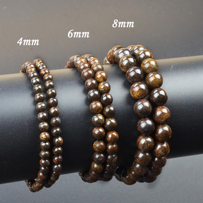 CHCCOYE 6mm Natural Healing Gemstone Bracelet Handmade Yoga Stretch Elastic Bracelet Stress Relief Crystal Jewelry for Men and Women (6mm Bronzite)
