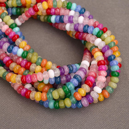 BONNY BOXX 1 Strand Natural 5 * 8mm Mulitcolor Rondelle Beads, Natural Abacus Disk Stone Beads Loose Spacer Gemstone for DIY Bracelet Necklace Jewelry Making