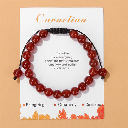 Carnelian Bracelet for Women 8mm Natural Stone Handmade Adjustable Carnelian Bead Bracelet Carnelian Crystal Bracelet Carnelian Jewelry for Women Girls
