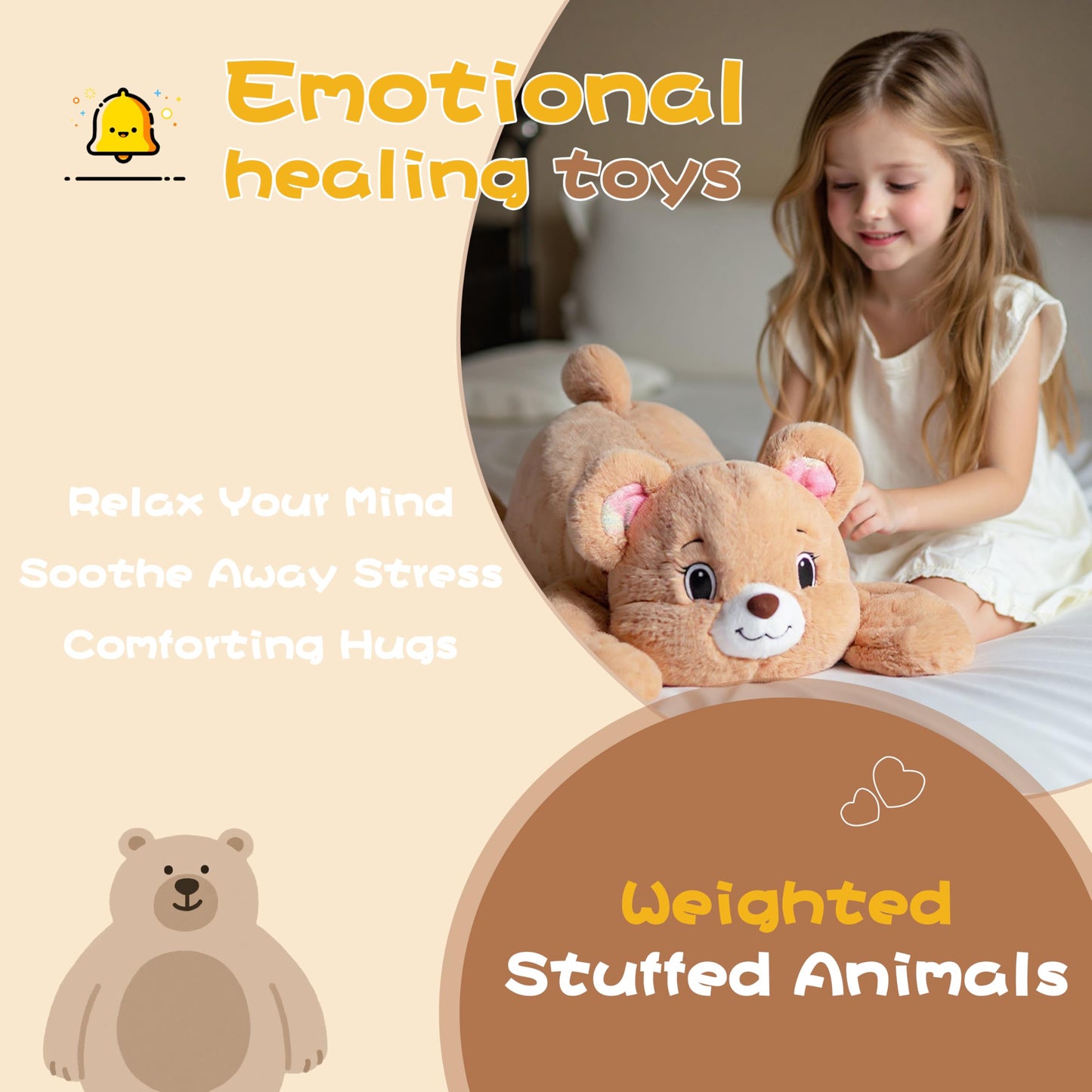Riverwar 5 LB Weighted Stuffed Animal Teddy Bear for Kids,Adults,24.5" Plush Toy Soft Cuddly Gift for Birthday, Christmas, Boys, Girls, Teens