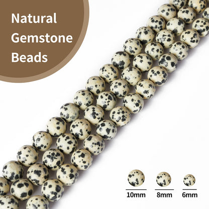 45pcs 8mm Natural Dalmatian Stone Beads Gemstone Beads Round Loose Beads for Jewelry Making