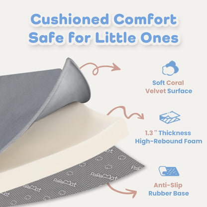 PAPAMAT 1.3" Thick Baby Floor Play Mat 50x50, Basic Padded Foam Mat for Tummy Time Crawling, Non Slip Cushioned for Babies Toddlers Infants Kids (Dark Grey)