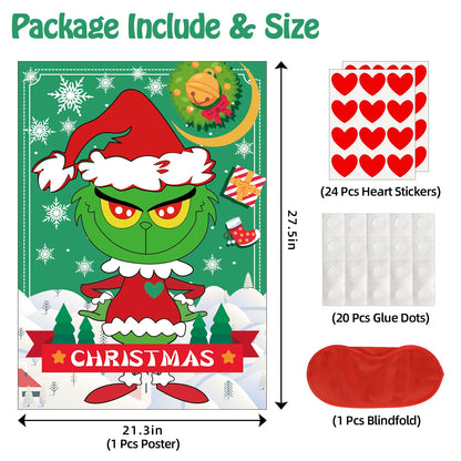 EMPOF Christmas Games - Pin The Heart Christmas Crafts Games for Kids Families Party, Cute Wall Decor Party Supplies Favors, Indoor Xmas Decorations Home Decor, Xmas Kids Activities Presents