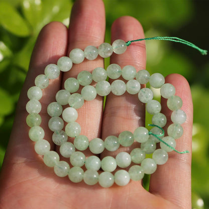 6mm Natural Stone Beads 65pcs Green Burmese Jade Polished Round Smooth Crystal Loose Gemstone Beads for Jewelry Making DIY Bracelet Necklace Earring Crafts Supplies