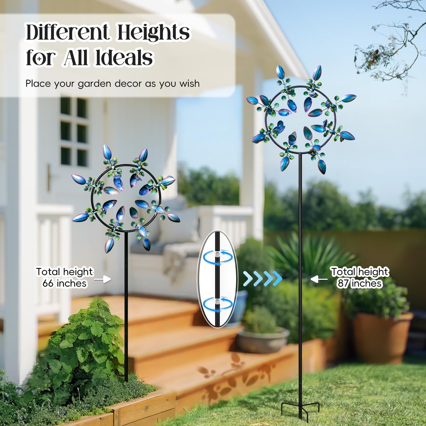 Pure Echo Large Wind Spinners Outdoor, Kinetic Metal Wind Spinners for Yard and Garden, Gift for Family or Friends (30'' W x 87'' H)