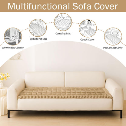 hyha Couch Covers for Dogs Washable, Non Slip Plush Dog Sofa Protectors, Fuzzy Pet Couch Covers for 3 Cushion Sofa Pet Friendly (Camel, 27.6" x 59")