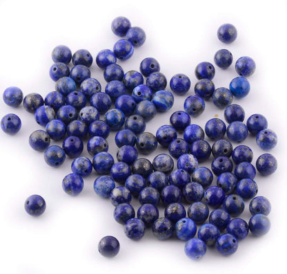 Natural Stone Beads 100pcs 8mm Lapis Lazuli Round Genuine Real Stone Beading Loose Gemstone Hole Size 1mm DIY Charm Smooth Beads for Bracelet Necklace Earrings Jewelry Making (Lapis Lazuli Blue, 8mm)