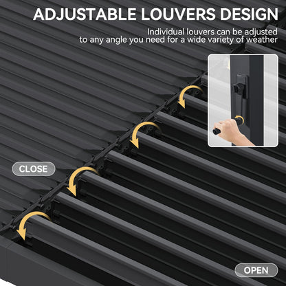 Aoxun Louvered Pergola 10' x 12' 96S Outdoor Metal Pergola with Adjustable Top for Decks, Gardens and Backyards, Easy Assembly via Structural Patent, Gray