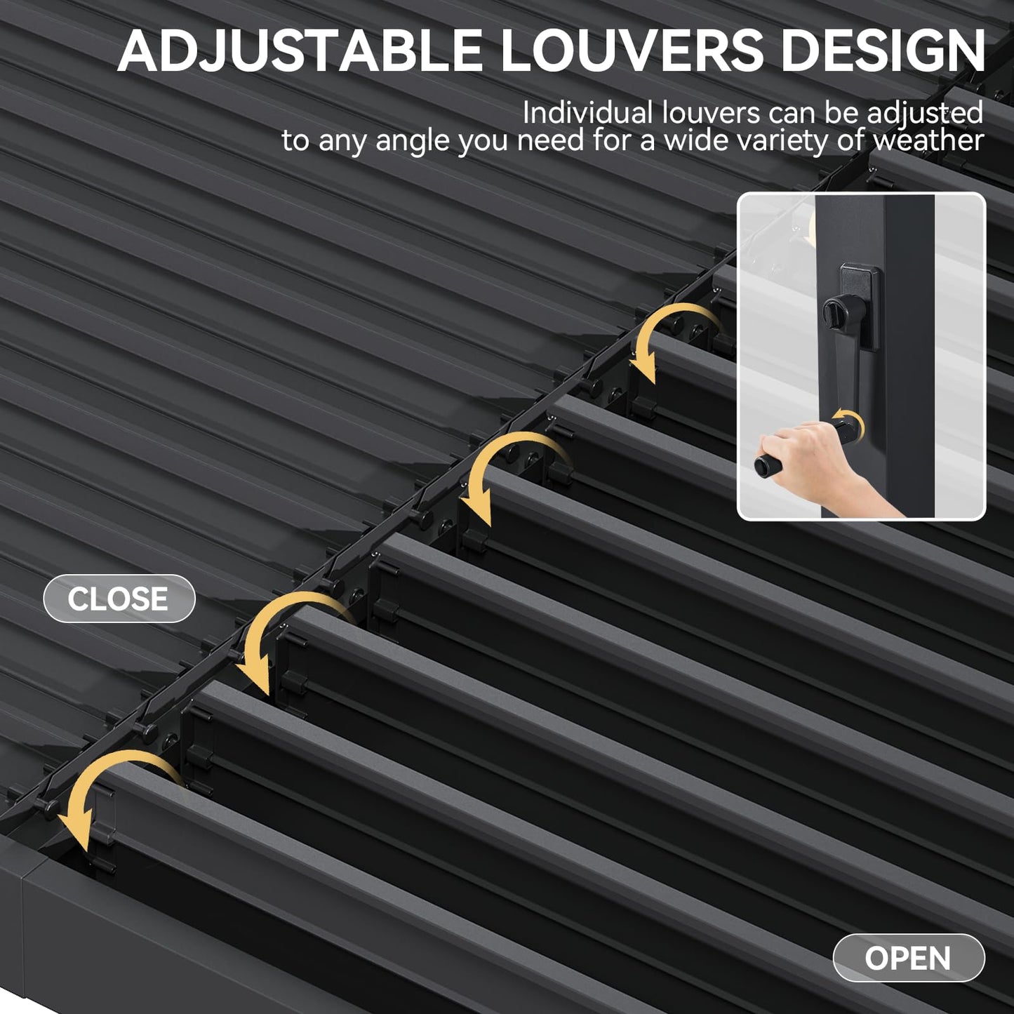 Aoxun Louvered Pergola 10' x 12' Outdoor Aluminum Pergola with Adjustable Top for Decks, Gardens and Backyards, Gray