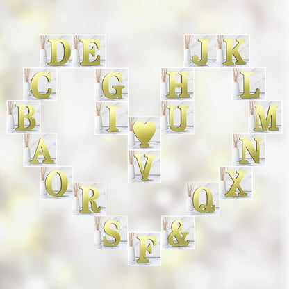 AOCEAN 6 Inch Golden Wood Letters Unfinished Wooden Letters for Wall Decor Decorative Standing Letters Slices Sign Board for Crafts Christmas Decoration Home Party Projects (C)