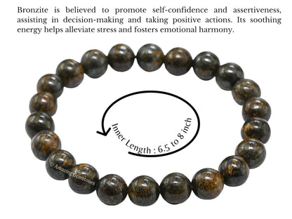 Amazing Gemstone Crystal Bracelet for Women Men's Gifts - Protection Healing Crystal Bracelet - 8mm Gemstone Beaded Stretchable Bracelet Pulseras Para Hombres Mujer Stocking Stuffers Mothers Day Gift (Bronzite)