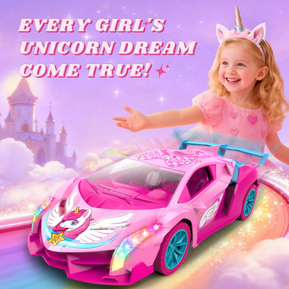 Unicorn RC Car for Girls, Rainbow Glow & Drift Wing Remote Control Car,2.4GHz RC Cars 1:18 Scale,Kids Toys Age 3 4 5 6 7 8 9 10 11 12,Girls Birthday Gifts,Valentines Day Gifts for Kids 3-12 Year Old