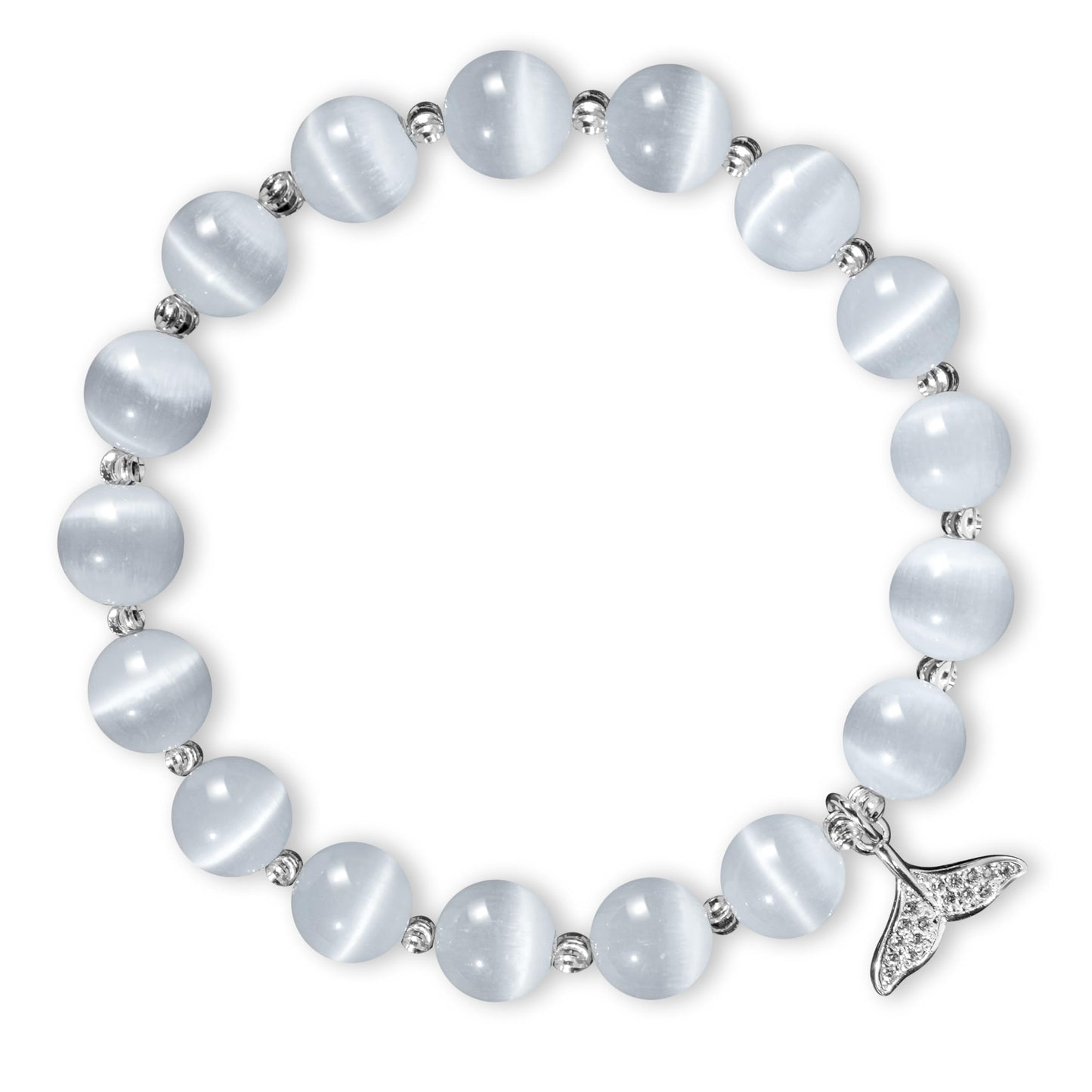 pcgaga Natural Crystal Stretch Bracelet Heart Healing Crystals for Women Friends Beaded Jewellery Bracelet Love Charm Valentines Gift for Her (Fishtail White)