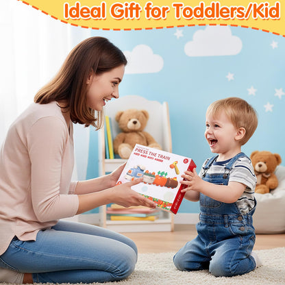 Sizobi Press to Go Train Toys for Toddlers 2-4, Learning Sorting Montessori Toys for Kids 3+, Fine Motor Skills Educational Train Set, Preschool Learning Activities Birthday Boys Girls