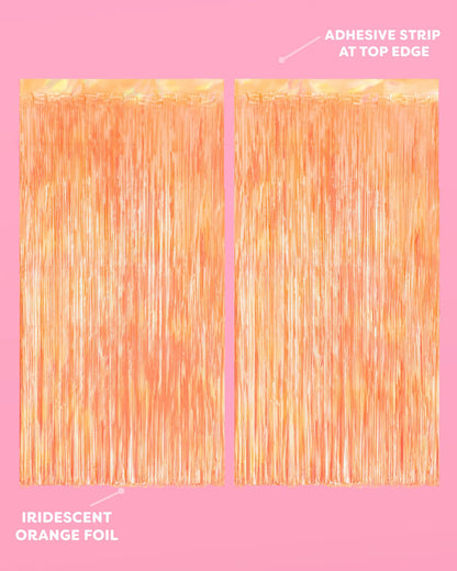 xo, Fetti Orange Fringe Curtain - 2 Pack | Showgirl Party Garland, Halloween Decor, Birthday Backdrop, Fiesta Vibes, Fall Party Decorations, Girly Celebration