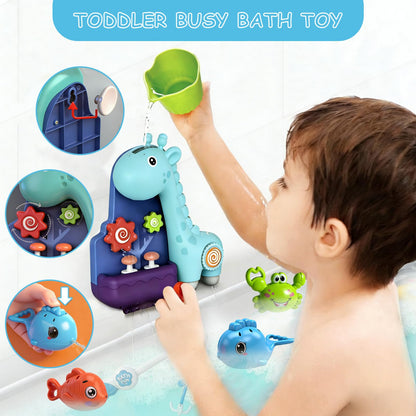 Uermis Baby Bath Toys for Toddlers Ages 18+ Months, Cute Giraffe Interactive Toddler Bathtub Toys with Fishing Pole and Water Spraying Animals, Ideal Baby Bath Time Gift for Boys Girls