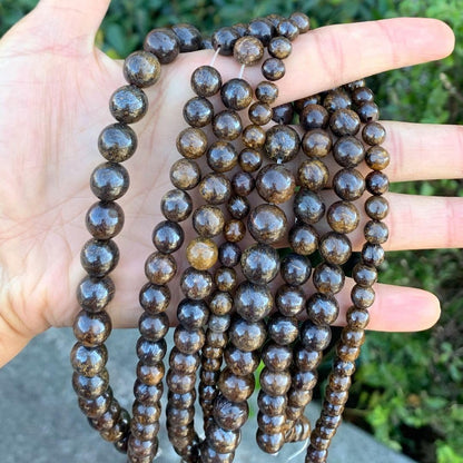 60pcs Adabele Natural Brown Bronzite Healing Gemstone 6mm (0.24 inch) Round Loose Beads Gem Stone Spacer for Craft Jewelry Making GF16-6