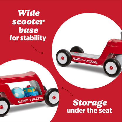 Radio Flyer Scoot 2 Scooter, Red, for Kids Ages 1-4, Ride On Toy or 4-Wheel Kids Scooter, Durable Wheels and Frame, Converts Easily with Flip Deck, Toddler Ride On Toys