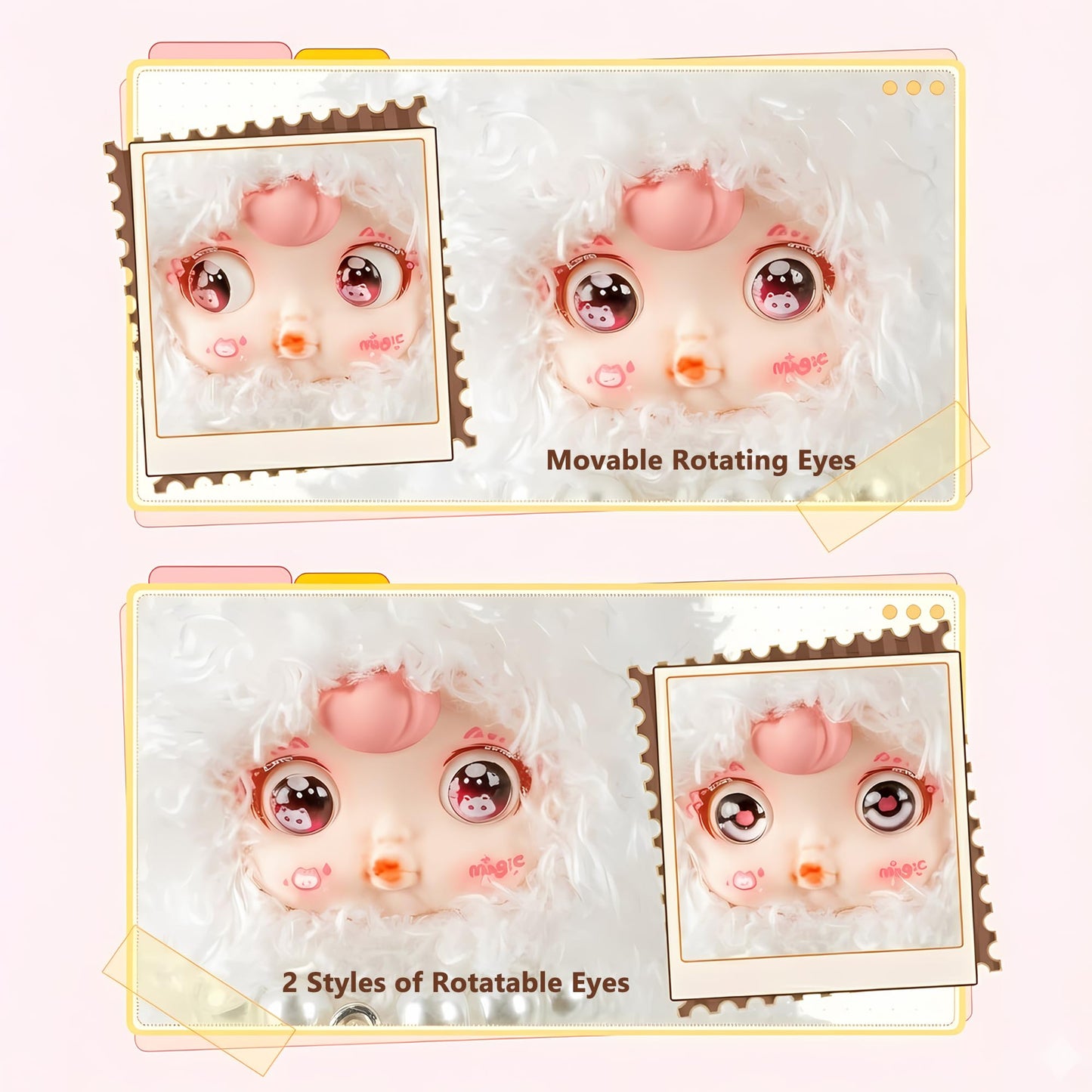 Plush Blind Box, Kawaii Cute Mini Plush Doll Keychain, Random 1 of 7 Styles with Secret Edition, Movable Eyes Design, Collectible Plush Figure Toys, Gift for Kids Girls Teens & Adults (Single Box)