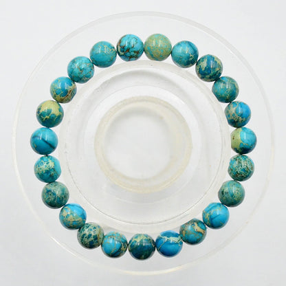 AD Beads Natural Gemstone Round Beads Stretch Bracelet Healing Reiki 8mm (Blue Serpentine)