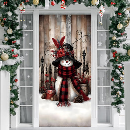 Irisbell Christmas Door Cover with Elastic,35'' x 83'' Stretchy Cloth Front Door Cover Decoration Christmas Party Banner Supplies for Indoor Outdoor (Pattern 1)