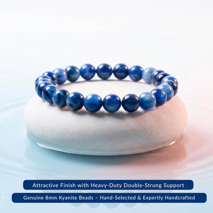 Cherry Tree Collection Kyanite Beaded Bracelet – Genuine 8mm Gemstone Stretch Bracelet for Men & Women – Handmade Crystal Bracelet - (Kyanite - S)