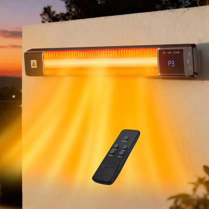Uthfy Wall Mounted Patio Heaters for Outdoor Use, 1500W Outdoor Heaters for Patio with Remote, 24H Timer, Waterproof, Infrared Heater for Outdoor Indoor Use, Garage, Yard, Bedroom