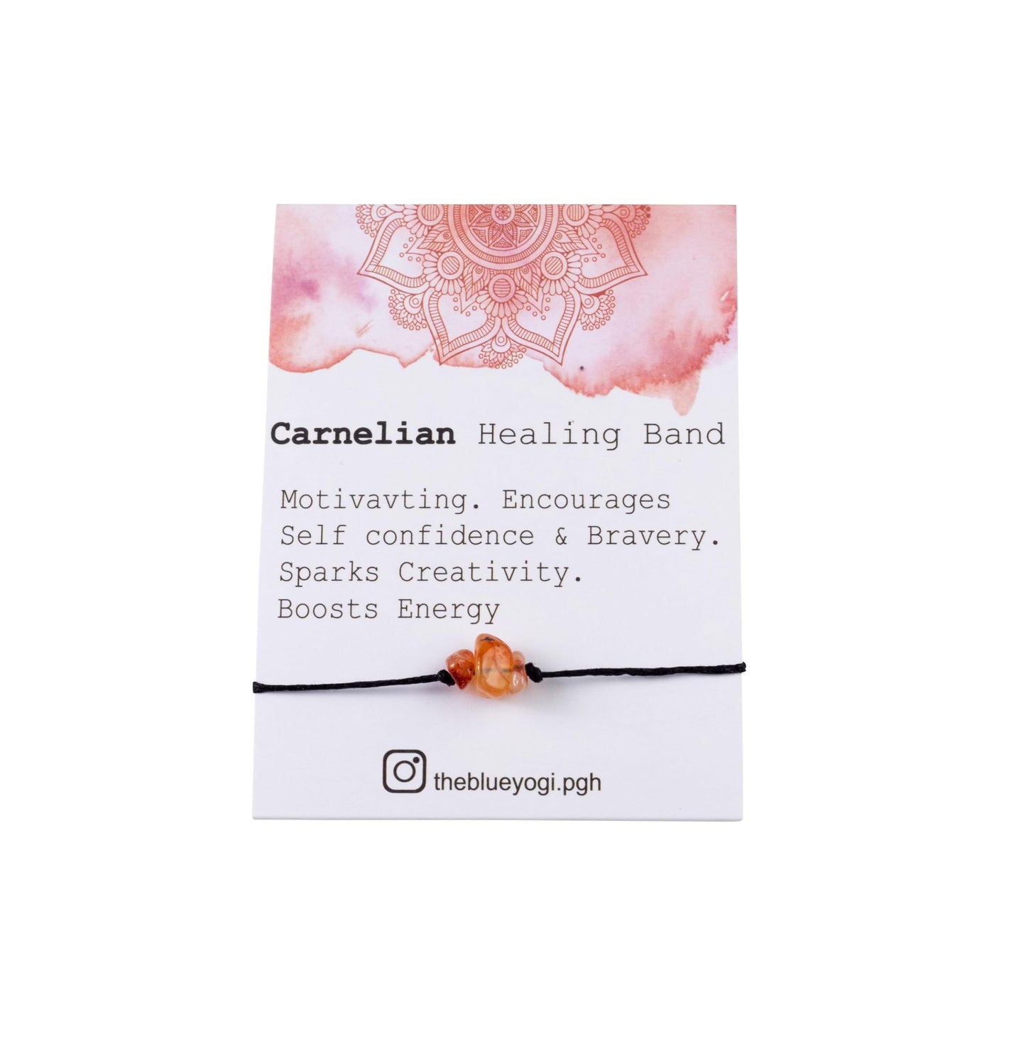 The Blue Yogi Carnelian Healing Crystal Bracelet Anklet 2-in-1 Adjustable Tie Closure Natural Stone Protection Jewelry with Affirmation Card