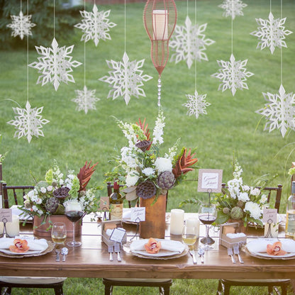 Snowflake Hanging Decorations - 3D Large Snowflakes Paper Hanging Garland for Christmas Winter Wonderland Holiday New Year Party Home Decoration 12PCS (White)