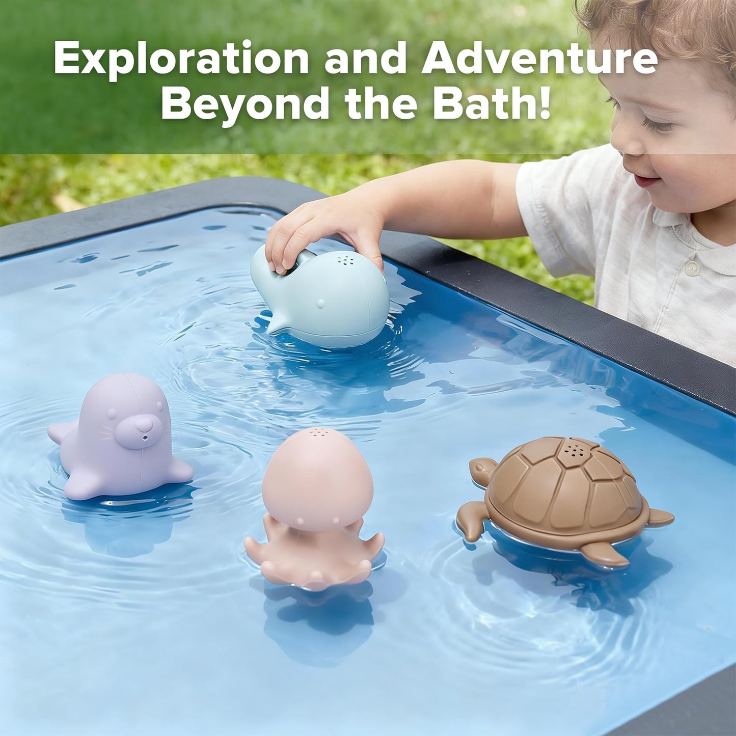haakaa Ocean Squirter Baby Bath Toy- Mold Free Food Grade Silicone Bathtub Squirt Toys for Toddler 1-3, BPA-Free Squeeze Floating Bath Tub Toys for Babies & Infant 6-12 Months