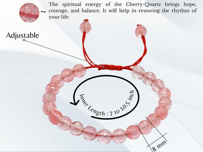 Amazing Gemstone Cherry Quartz Bracelet for Women - Chakra Mens Bracelet Protection Crystals and Healing Stones - Blessing Bracelet Spiritual Meditation Gift Christmas Stocking