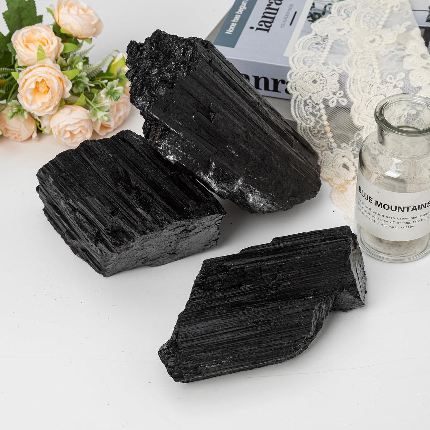 SMOHEAL Large Raw Black Tourmaline Crystal Natural Rough Stone Healing Crystals for Meditation Reiki Energy Decoration 2-3lbs