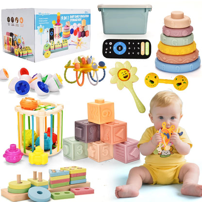 Majabike Baby Toys 6 to 12 Months 9 in 1 Montessori Teething Toys Sorting Sensory Educational Learning Gift for Toddlers Aged 1-3