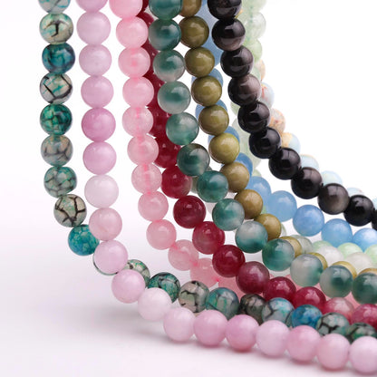 35pcs 10mm Natural Gemstone Beads for Jewelry Making Supplies,Flower Jade Healing Crystal Polished Round Loose Stone Beads for Bracelet Necklace 15 Inch