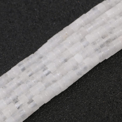 NITOPUPU 150Pcs 4×2mm Natural White Jade Spacer Stone Beads for Jewelry Making Supplies, Loose Semi Flat Round Gemstone Tube Beads for Bracelets DIY Crafts