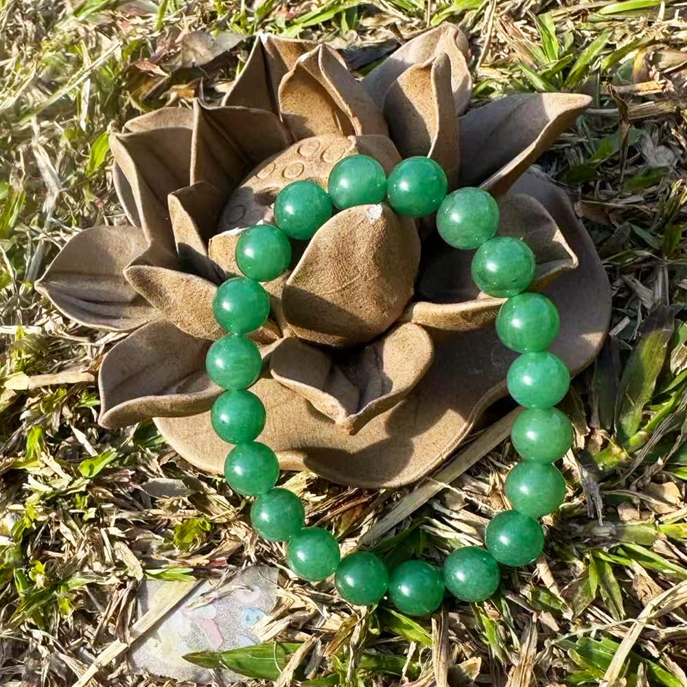 10mm Green Aventurine Bracelet for Women Men | Natural Luck Prosperity Stone Beads - Handmade Heart Chakra Crystal Jewelry for Abundance Meditation | Beading Tool Kit - Fits for 7-8" Large Wrist