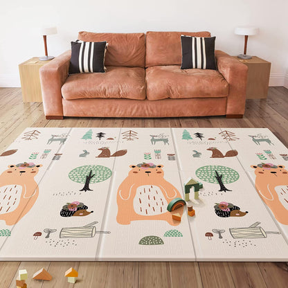 UANLAUO Foldable Baby Play Mat for Babies 6-12 Months, Foam Playmat for Floor 59 x59 Babies Kids Play Mat - Reversible Lightweight Easy Storage and Travel, Waterproof Activity Playmats for Toddlers