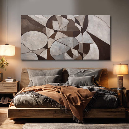 WINKAILIN Abstract Wall Art Grey and Brown Canvas Wall Decor Minimalist Geometric Print Beige Pictures Posters Home Decor For Living room bedroom kitchen 29x58 inch