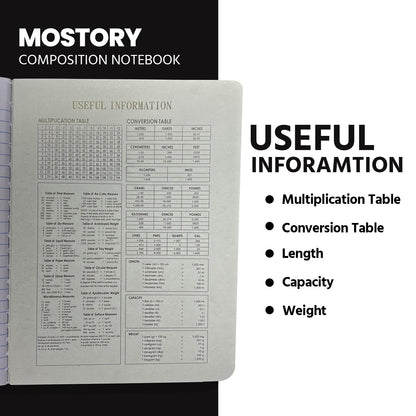 MOSTORY Pack of 10 Composition Notebook - Wide Ruled 200 Pages (100 Sheets), Size 7.5" x 9.75", Bulk School Supplies, Office, Bulk Notebooks for School, Writing Journal Notebook with Lined Paper