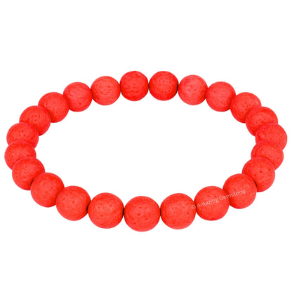 Amazing Gemstone Crystal Bracelet for Women Men's Gifts - Protection Healing Crystal Bracelet - 8mm Gemstone Beaded Stretchable Bracelet Pulseras Para Hombres Mujer Stocking Stuffers Mothers Day Gift (Red lava)