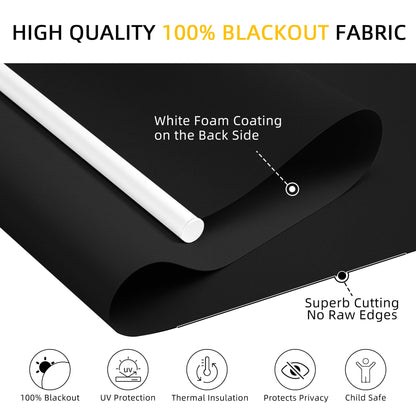 ChrisDowa Cordless Blackout Roller Shades for Windows, Thermal Insulated UV Protection Pull Down Shades, Total Blackout Window Blinds for Home, Office, Bedroom, Door (22" W x 72" H, Black)