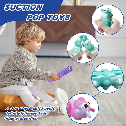 Langmeil Suction Pop Fidget Toy, Relax and Pressure Relief Toys, 3D Squeeze Anti-Pressure Popper Sensory Toys for Kids and Adults(Purple & Pink)