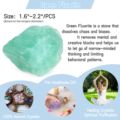 YATOJUZI Green Fluorite 1.8-2.2" Natural Raw Stones and Healing Crystals Large Stone Rough Crystal Rocks for Tumbling Cabbing Polishing Fountain Rocks Decoration 1PCS