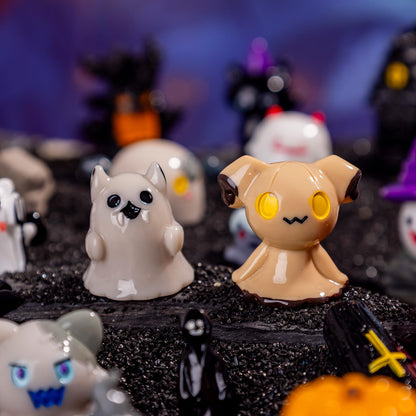 Teenzee 44P Mini Halloween Figurines Tiny Figures Resin Miniature Little Small Figurines Bulk for Micro Fairy Garden Landscape Accessories Hide Crafts Decor