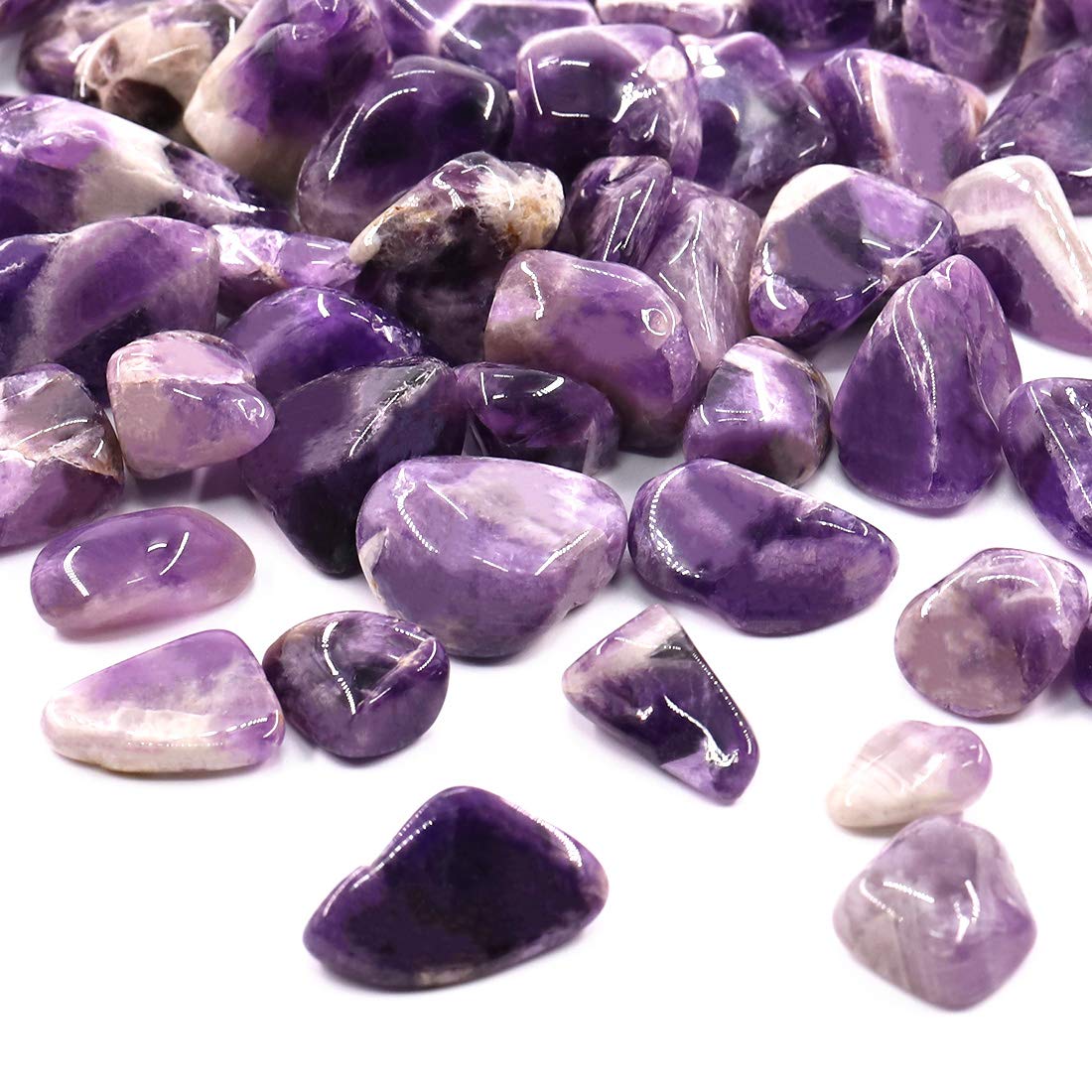 Hilitchi 1lb Bulk Large Natural Tumbled Polished Brazilian Stones Gemstone Healing Crystals Quartz for Wicca, Reiki, and Energy Crystal Healing (Amethyst About 1lb/450g/16oz/bag)