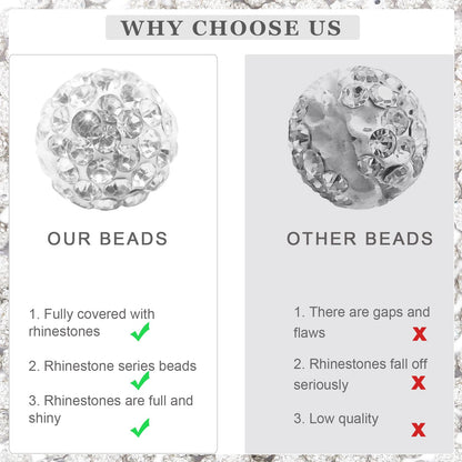100Pcs Rhinestone Beads 10mm Pink Sparkle Round Shamballa Disco Ball Beads, Shiny Crystal Clay Pave Diamond Rhinestones Bead for Baseball Necklace Bracelet Earring Jewelry Making Party Decoration