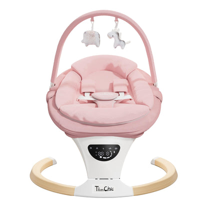 TimChic Baby Swings for Infants, Portable Infant Swing with 5-Speeds, 3-Adjustable Height, 3 Timer & 12 Lullabies, Mutil-Function Electric Swing for Baby, Indoor & Outdoor Use (Pink)